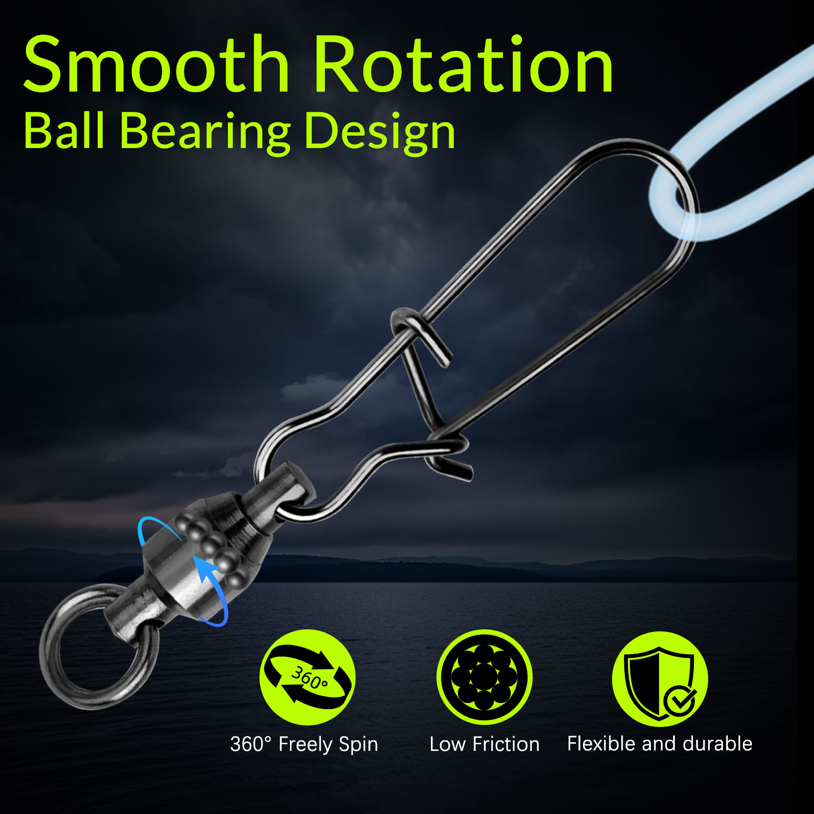 9KM 10PCS Ball Bearing Swivel  - Saltwater Line avis et prix