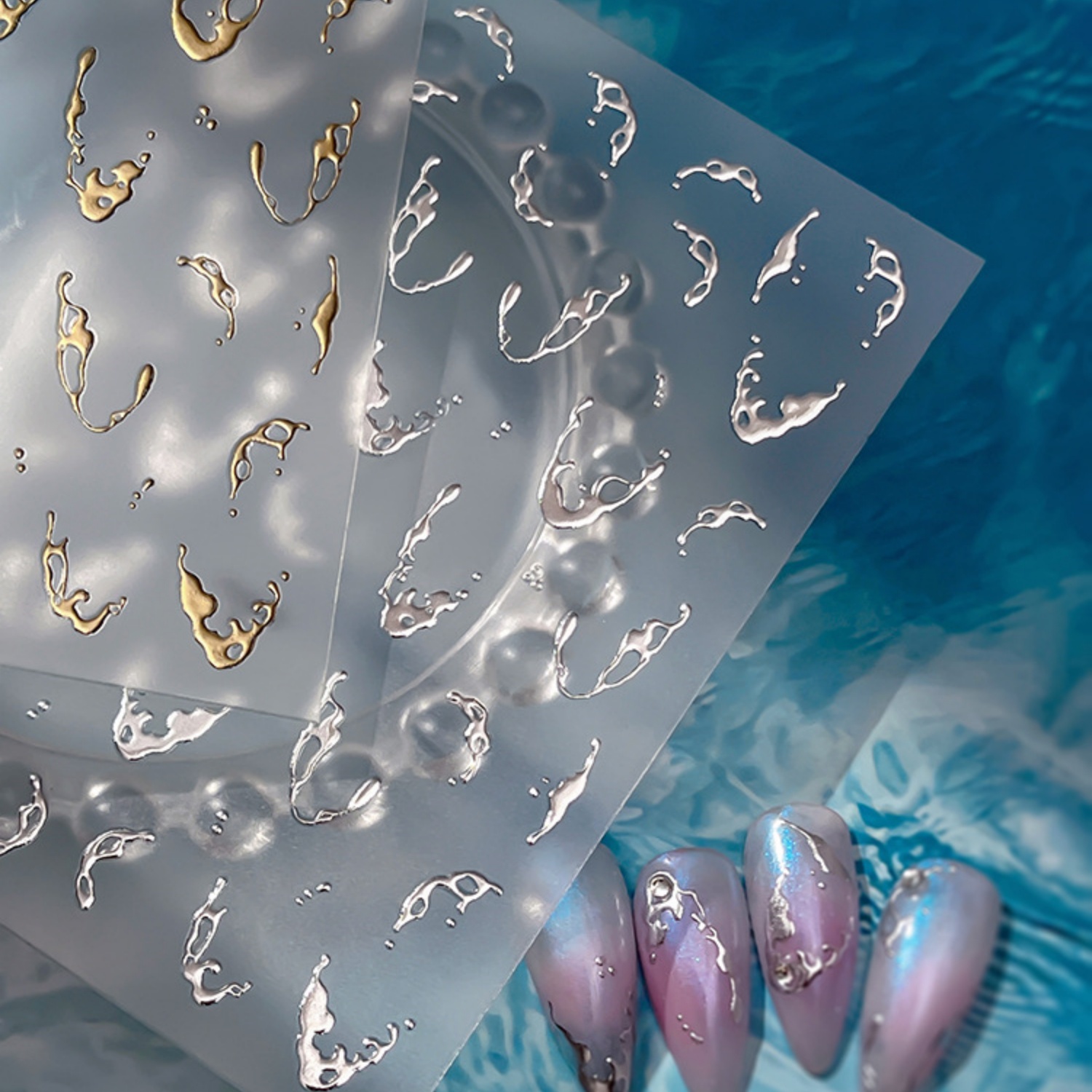 Gold Foil Water Splash 5D Nail - Freshwater Line avis et prix