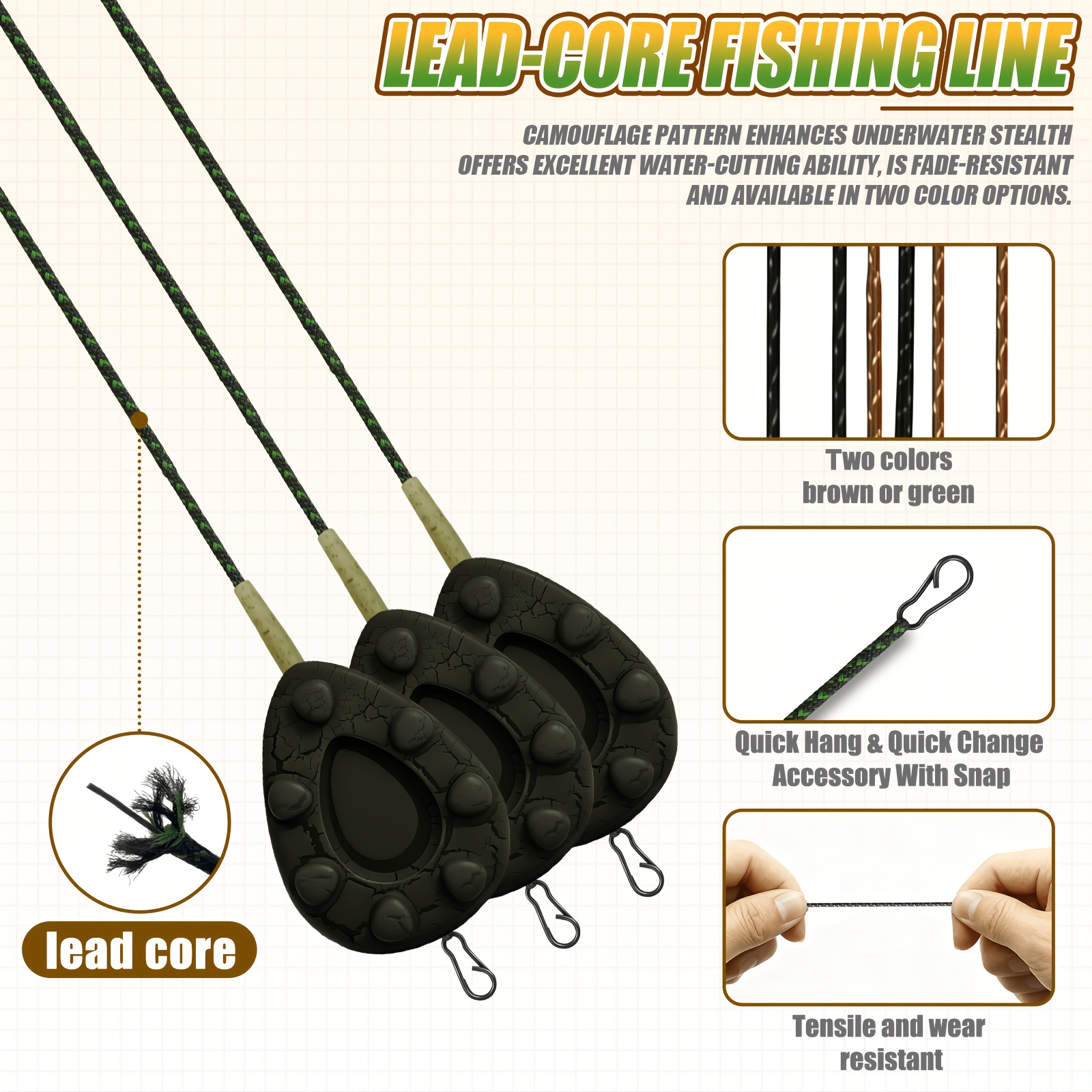 Carp Fishing Leadcore Leaders  - Leader Line avis et prix