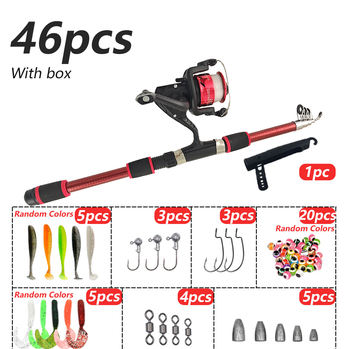 46Pcs Telescopic Fishing Rod R - Freshwater Line avis et prix