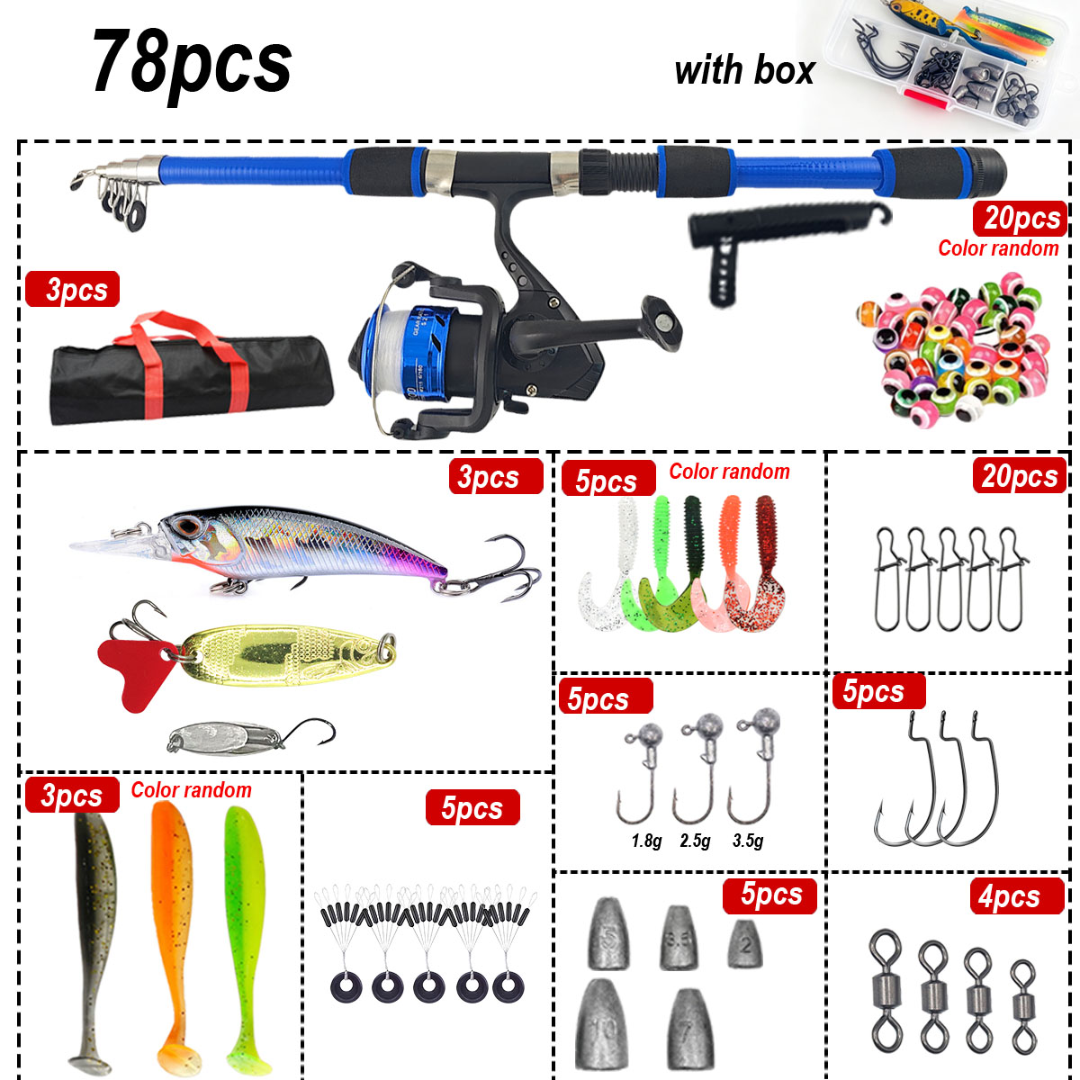 46Pcs Telescopic Fishing Rod R - Freshwater Line avis et prix