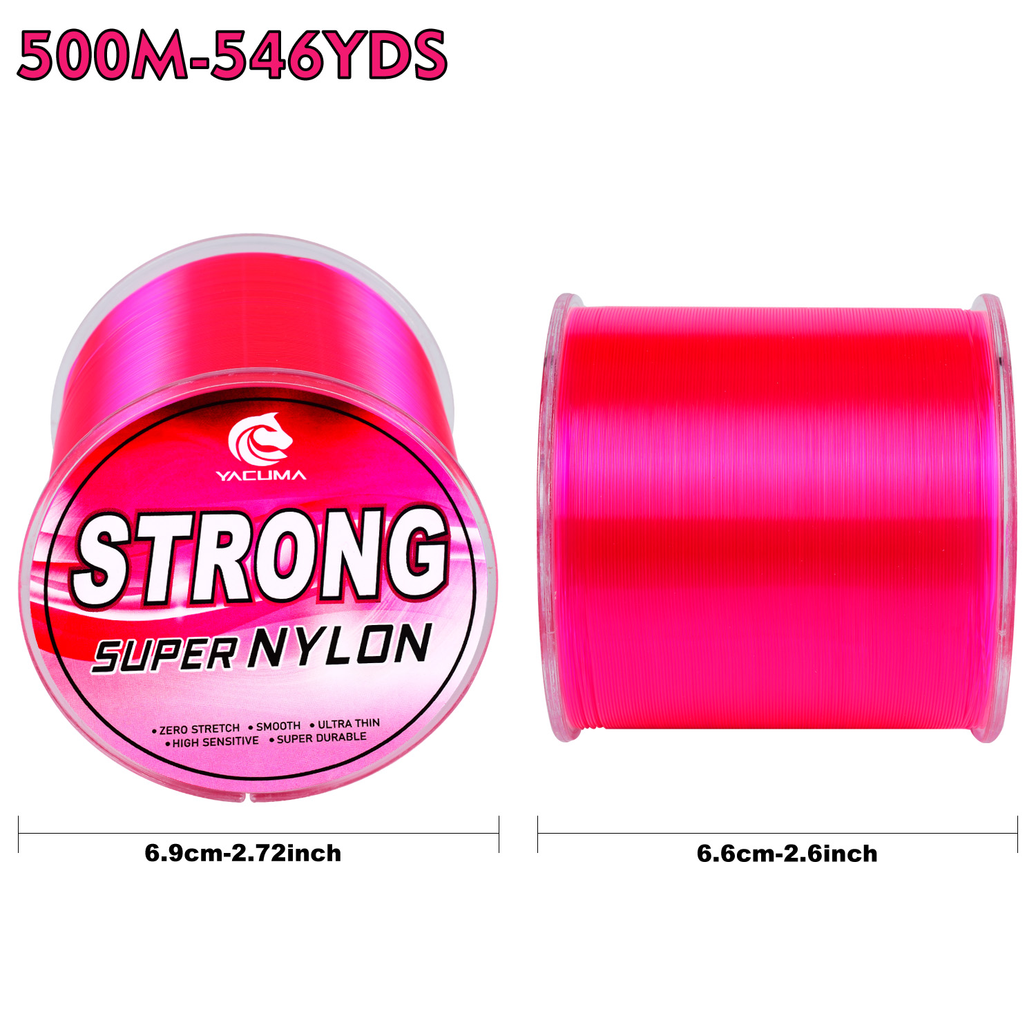 YACUMA 500M-546YDS Strong Pink - Fluorocarbon Line avis et prix